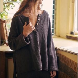 Free People Dark brown Button Henley Sweater and pants